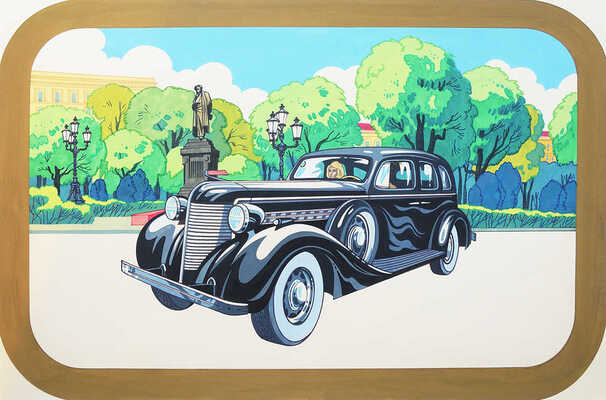 Художественный макет настенного перекидного календаря на 1984 год с изображением автомобилей, 1983.